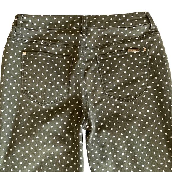 Chico's So Slimming Girlfriend Ankle Jean Size 2 Moss Green w/ White Polka Dots - Picture 2 of 11
